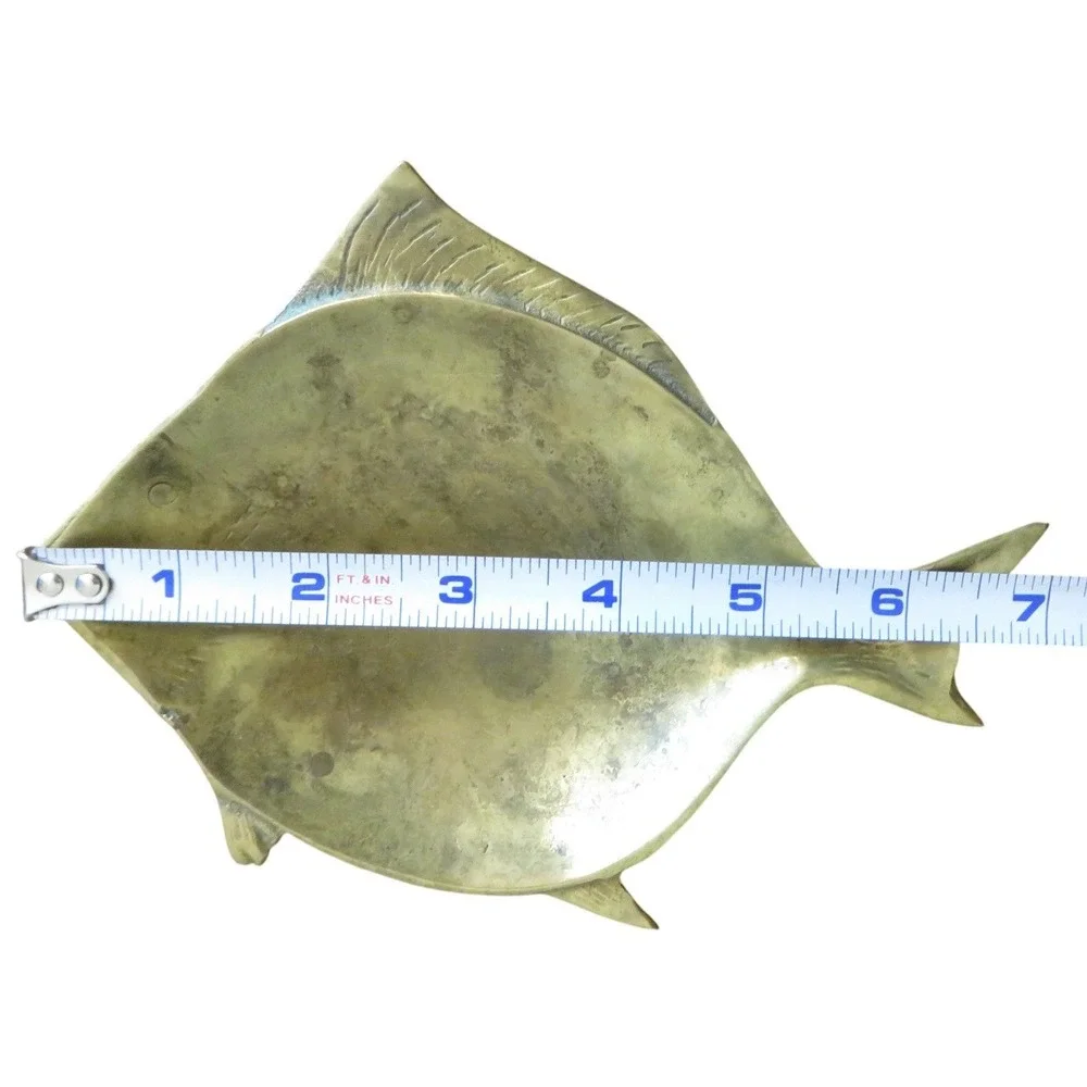 Vintage Brass Fish Trinket Dish Catchall Bowl Made in Hong Kong Mid Century 7in